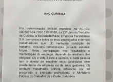SindijorPR acompanha ação do MPT que pede indenização de R$ 5 mi contra o GRPCom
